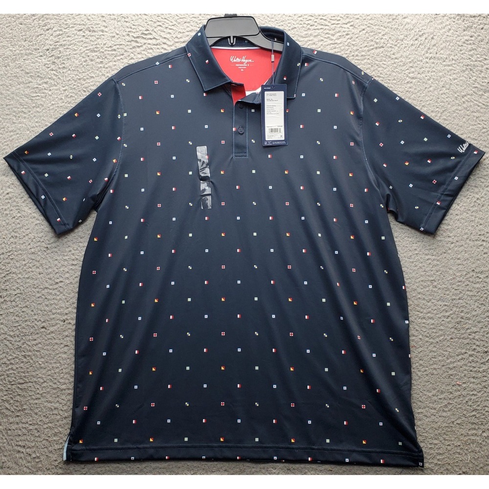 Walter Hagen Polo Shirt Mens XL Multi Golf Performance 11 Block Print Stretch